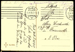 Oster-Grußkarte aus dem I. WK: schwarz/rot-Grußkarte, als Feldpost ...