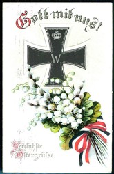 Oster-Grußkarte aus dem I. WK: mehrfarbige Grußkarte, gelaufen ...