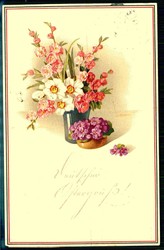 Oster-Grußkarte aus dem I. WK: mehrfarbige Grußkarte, gelaufen ...