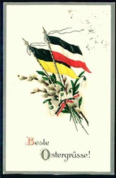 Oster-Grußkarte aus dem I. WK: mehrfarbige Prägedruck-Grußkarte, ...