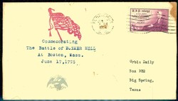 1934, patriotic cover battle of BUNKER HILL Boston Massachusetts.