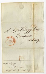 1844, New York to Albany entired bank letter C. D. red sript rate, ...