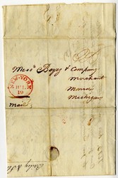1830, New York to Monroe MI Broker Bank, EL, CD. red sript rate.