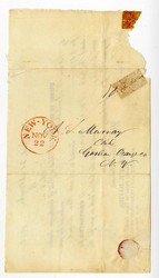 1842, New York to Goshen NY printed form letter North River Bank, CD ...