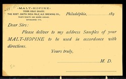 189. printed form commercial stationery Smith India Pale Ale Brewing ...