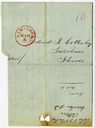 1846, New York Yity to Tallahassee FL EL, CD red sript rate written ...
