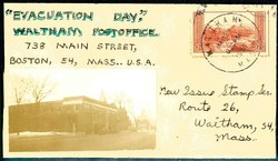 1935, Waltham Postoffice dedication cover 'evacuation day'.