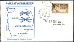 1948, illustrated cover last day of post office Ellenton SC, H-Bomb ...