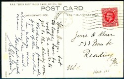 1936, coloured postcard R.M.S. Queen Mary, maiden voyage, ...