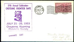 1953, event cover 57th Annual Celebration Cheyenne Frontier Days, ...