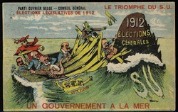 Belgien: 1912, politische Karikatur-Karte, gebraucht (Marke ...