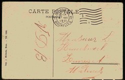 Belgien: politische Satrie-Karte, gelaufen 1911, Marke abgefallen, kl ...