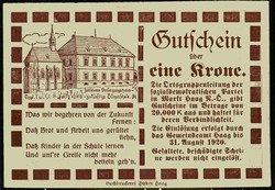 Österreich: Gutschein über eine Krone, ca. 1924 zur Errichtung ...