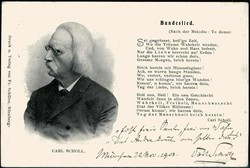 Komponist Carl Scholl, Gedenk-Karte mit Bundeslied, gelaufen München ...