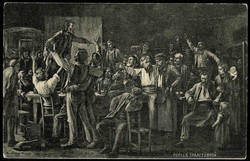 Gemälde-Karte einer Streikversammlung, um 1905, ungebraucht, gute ...