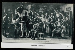 Gemälde-Karte einer Streikversammlung, um 1905, ungebraucht, gute ...