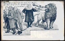 Humor-/Spottkarte gegen das Hamburger Wahlrecht, ungebraucht, um 1906 ...