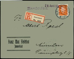 45 Pf. Ebert als portogerechte EF auf R.-Brief von Immenstadt nach ...