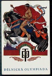 Dekorative Propagandakarte zur I. Arbeiter-Olympiade Prag 1921, ...