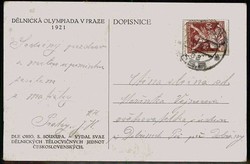 Dekorative Propagandakarte zur I. Arbeiter-Olympiade Prag 1921, ...