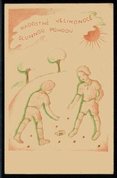 Erinnerungskarte mit Kinder beim Spielen, ungebraucht, gute Erhaltung ...