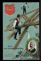 Erinnerungskarte 'Gruß vom Zimmerer-Vergnügen', gelaufen Chemnitz ...