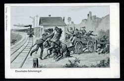 Thematik-Karte 'Eisenbahn-Schutzengel', hier Eisenbahner hält ...