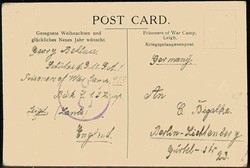 Kriegsgefangenen-Weihnachtskarte, aus England nach Deutschland ...