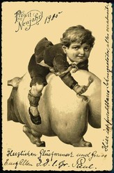 Neujahrskarte aus der Zeit des Kaiserreiches, echt gelaufen, ...