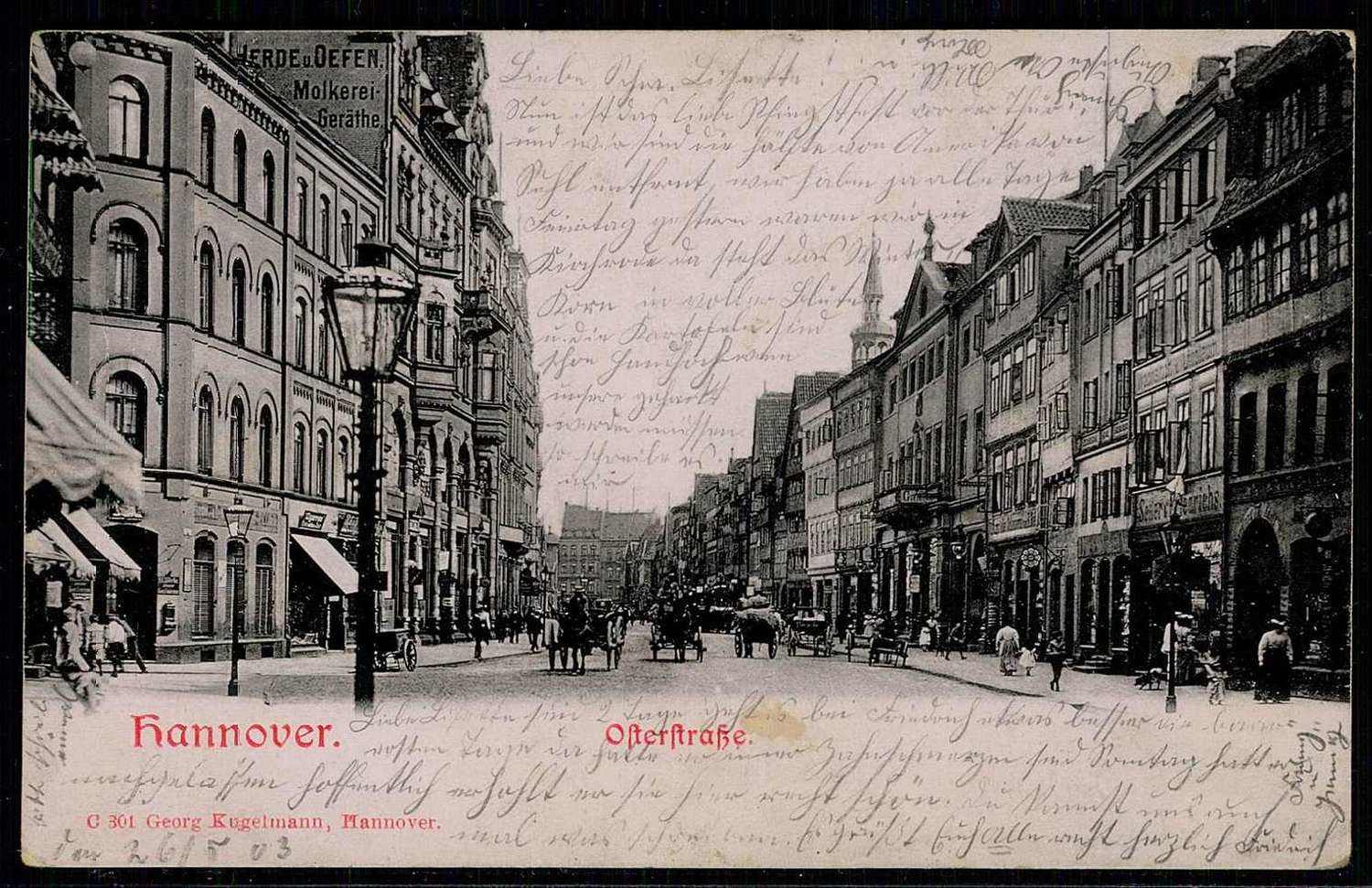 Hannover - Osterstraße, gelaufen Mai 1903, vs. kl. Klebespur, gute ...