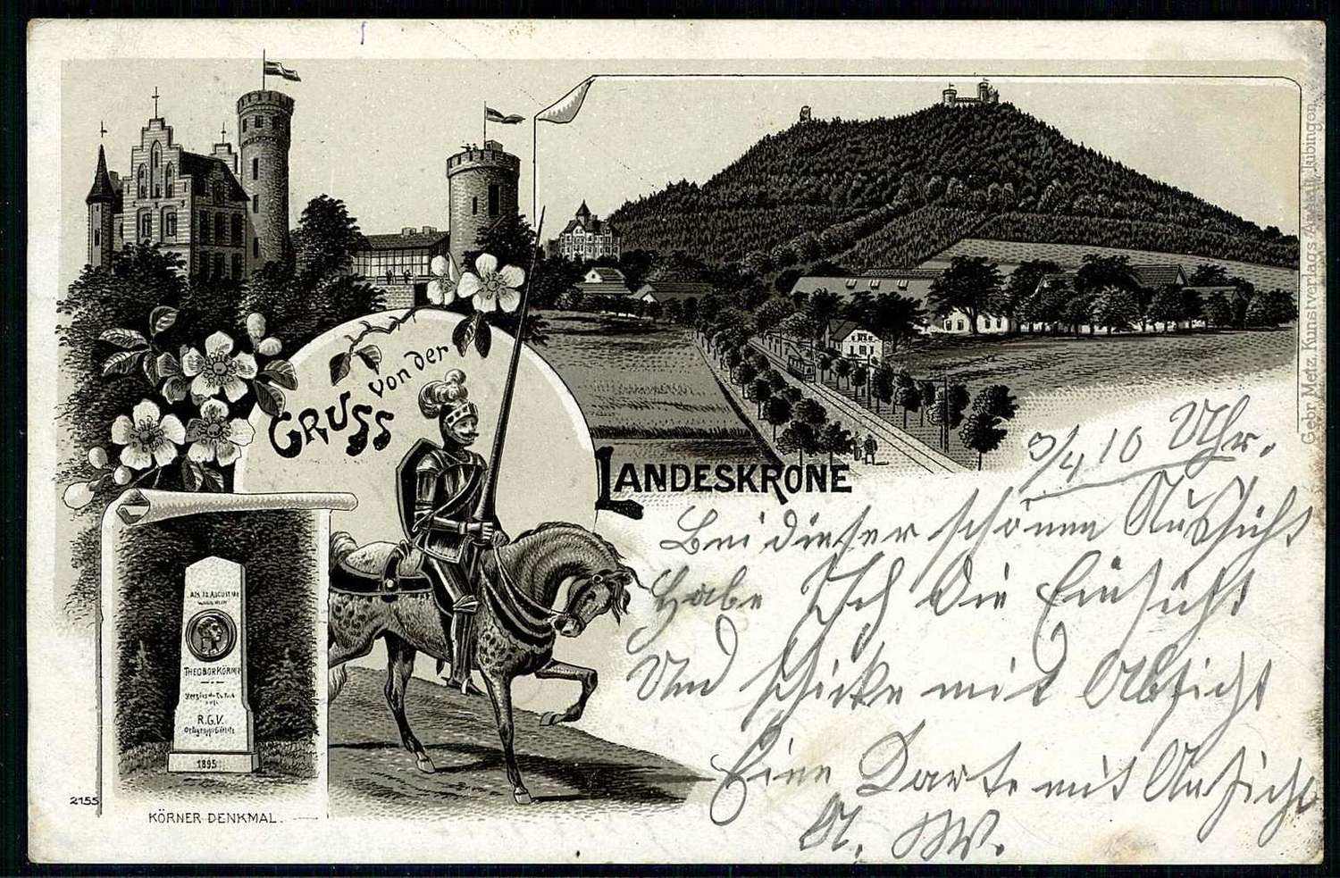 S/w.-AK 'Gruß von der Landeskrone', gelaufen 1905 nach ...