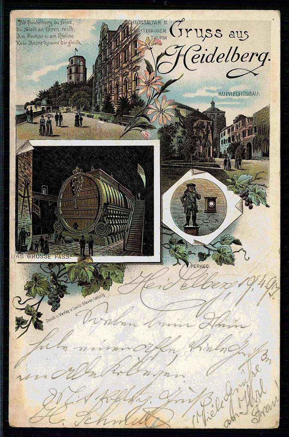 Mehrfarbige Lithokarte 'Gruß aus Heidelberg' (vers. Ansichten), ...
