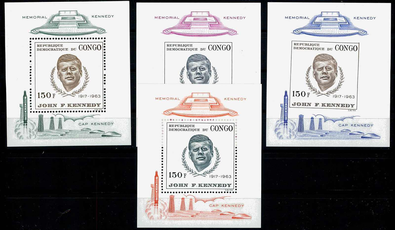 Kennedy-Blöcke 1966, postfrisch.