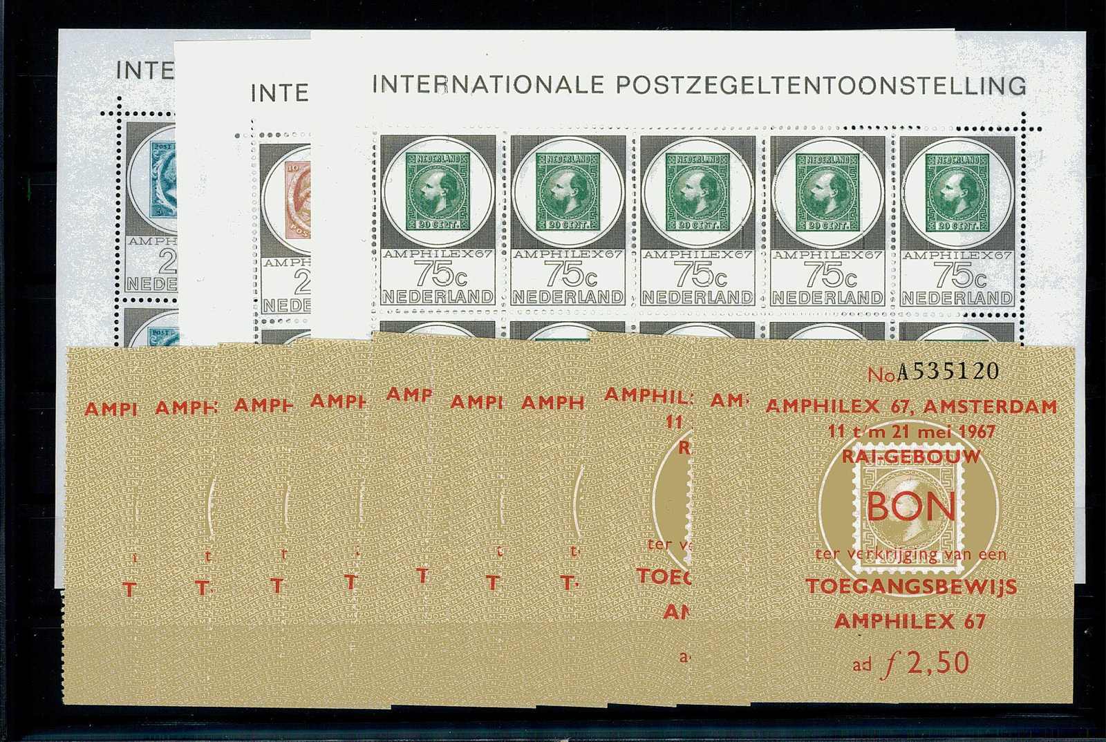 AMPHILEX 1967 im Kleinbogensatz mit Eintrittskarten, tadellos ...