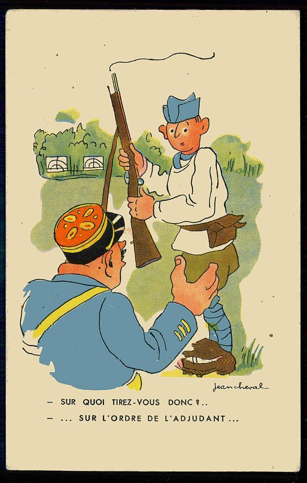 Soldaten-Humor-Karte, um 1960, ungebraucht, gute Erhaltung.