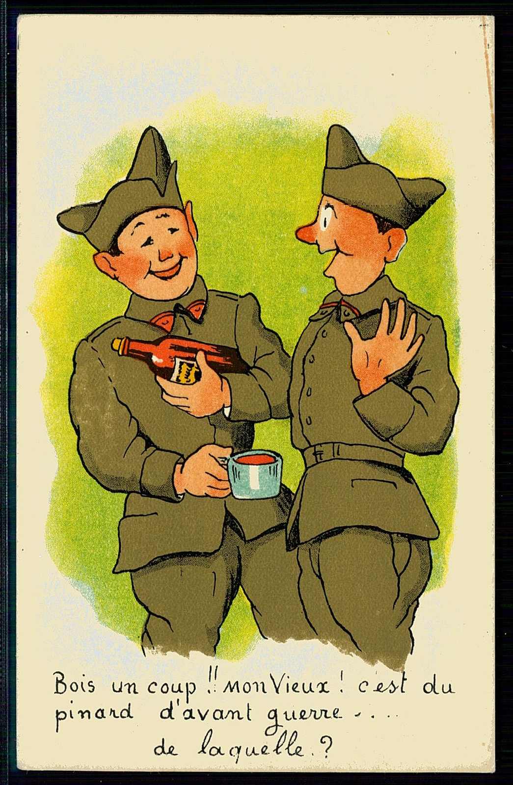 Soldaten-Humor-Karte, ca. 1960, ungebraucht, gute Erhaltung.