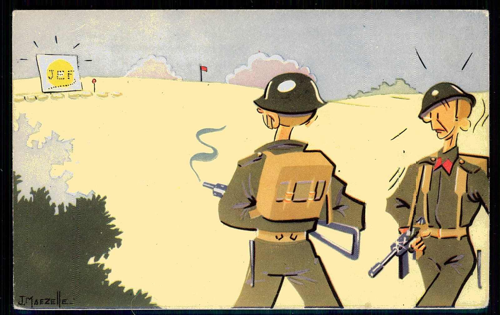 Soldaten-Humor-Karte, ca. 1940, ungebraucht, gute Erhaltung.