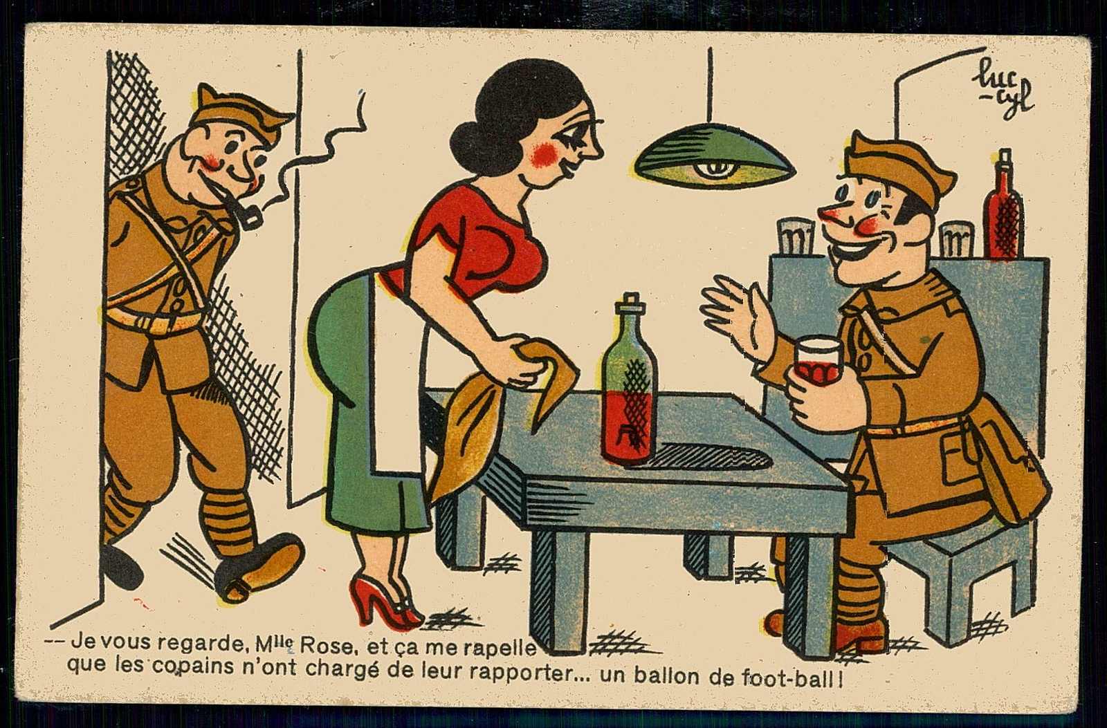 Soldaten-Humor-Karte, ca. 1940, ungebraucht, gute Erhaltung.