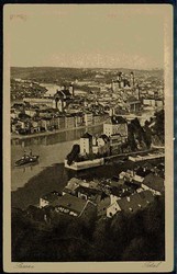 Passau - Panoramaansicht. Gelaufen September 1922. Gute Erhaltung.