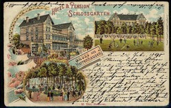 Lithokarte 'Gruß aus Herrenhausen Hotel & Pension Schlossgarten', M. ...