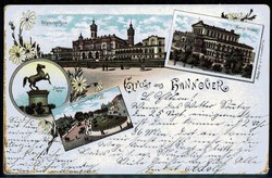 Lithokarte 'Gruß aus Hannover' mit Ansicht des Königlichen Theaters ...