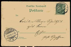 Mehrfarbige AK 'Gruß aus Karlsruhe', gelaufen 5.10.1900, fleckig ...