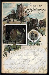 Mehrfarbige Lithokarte 'Gruß aus Heidelberg' (vers. Ansichten), ...
