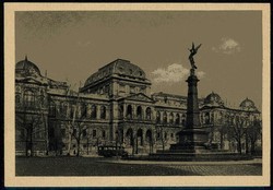 Wien, AK der Universität mit altem Postomnibus, mit Marke und ...