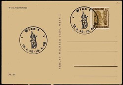 Wien, AK der Universität mit altem Postomnibus, mit Marke und ...