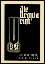 Urania-Ausstellung, Werbekarte zur Postwertzeichen-Ausstellung Wien ...