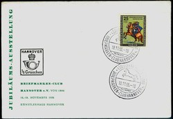 Briefmarken-Club Hannover, Jubiläums-Ausstellung 1956 mit Marke und ...