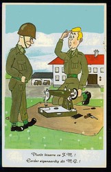 Soldaten-Humor-Karte, als Feldpost 1963 nach Belgien gelaufen, gute ...