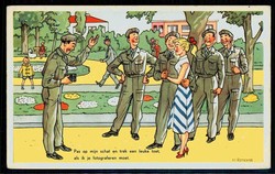 Soldaten-Humor-Karte, ca. 1960, ungebraucht, gute Erhaltung.