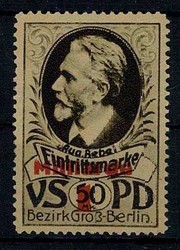 Seltene Eintrittsmarke, Bildnis von A. Bebel für eine Veranstaltung ...